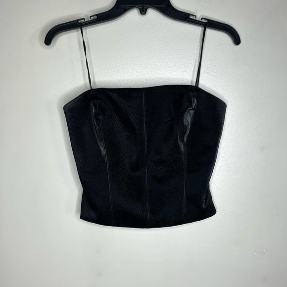 Kirious | Black Snakeskin STYLE cropped Fitted Top | Back Zippper | Trendy SZ M - Picture 2 of 8